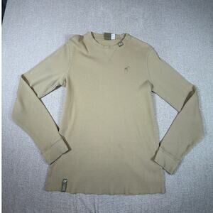 LRG Lifted Research Group Men's Large Tan Waffle Knit Long Sleeve Pullover Top